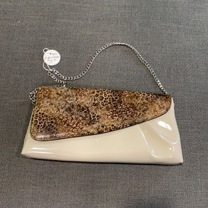 Beijo Clutch Bag, Tan & Animal Print, Brand New!
